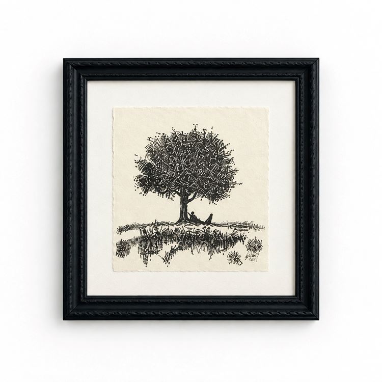 Ağaç Temalı Çerçeveli Tıpkı Basım Tablo 27x27 cm