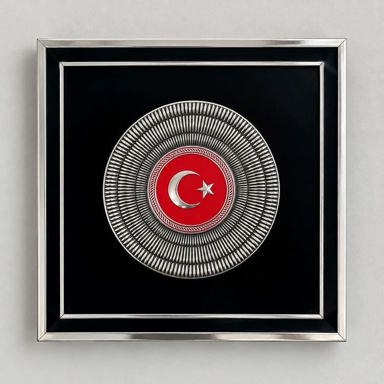 Çerçeveli Türk Bayrağı Tablo 26x26 cm