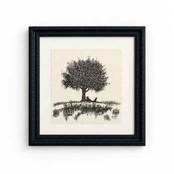 Ağaç Temalı Çerçeveli Tıpkı Basım Tablo 27x27 cm
