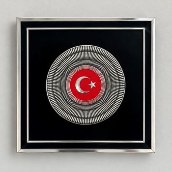 Çerçeveli Türk Bayrağı Tablo 26x26 cm