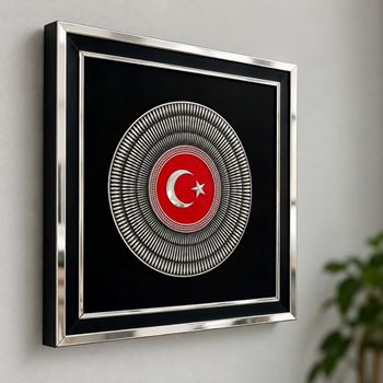 Çerçeveli Türk Bayrağı Tablo 26x26 cm