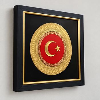 Çerçeveli Türk Bayrağı Tablo 31x31 cm