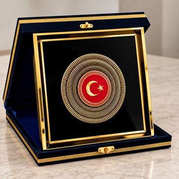 Çerçeveli Türk Bayrağı Tablo 26x26 cm