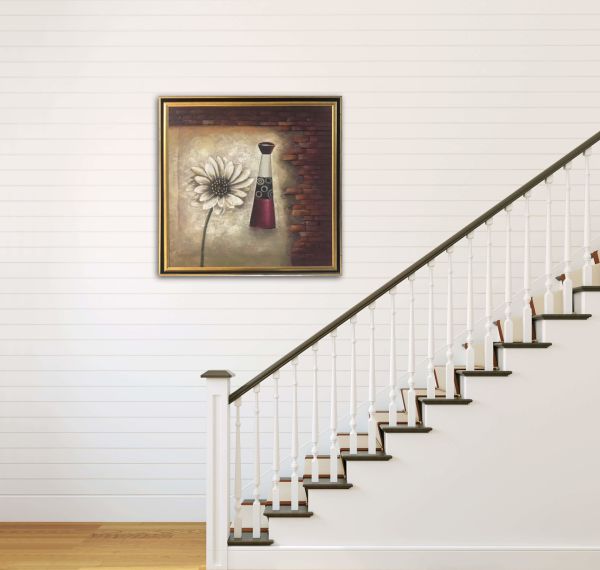 Dekoratif Çiçek 78x78 cm Yağlıboya Tablo