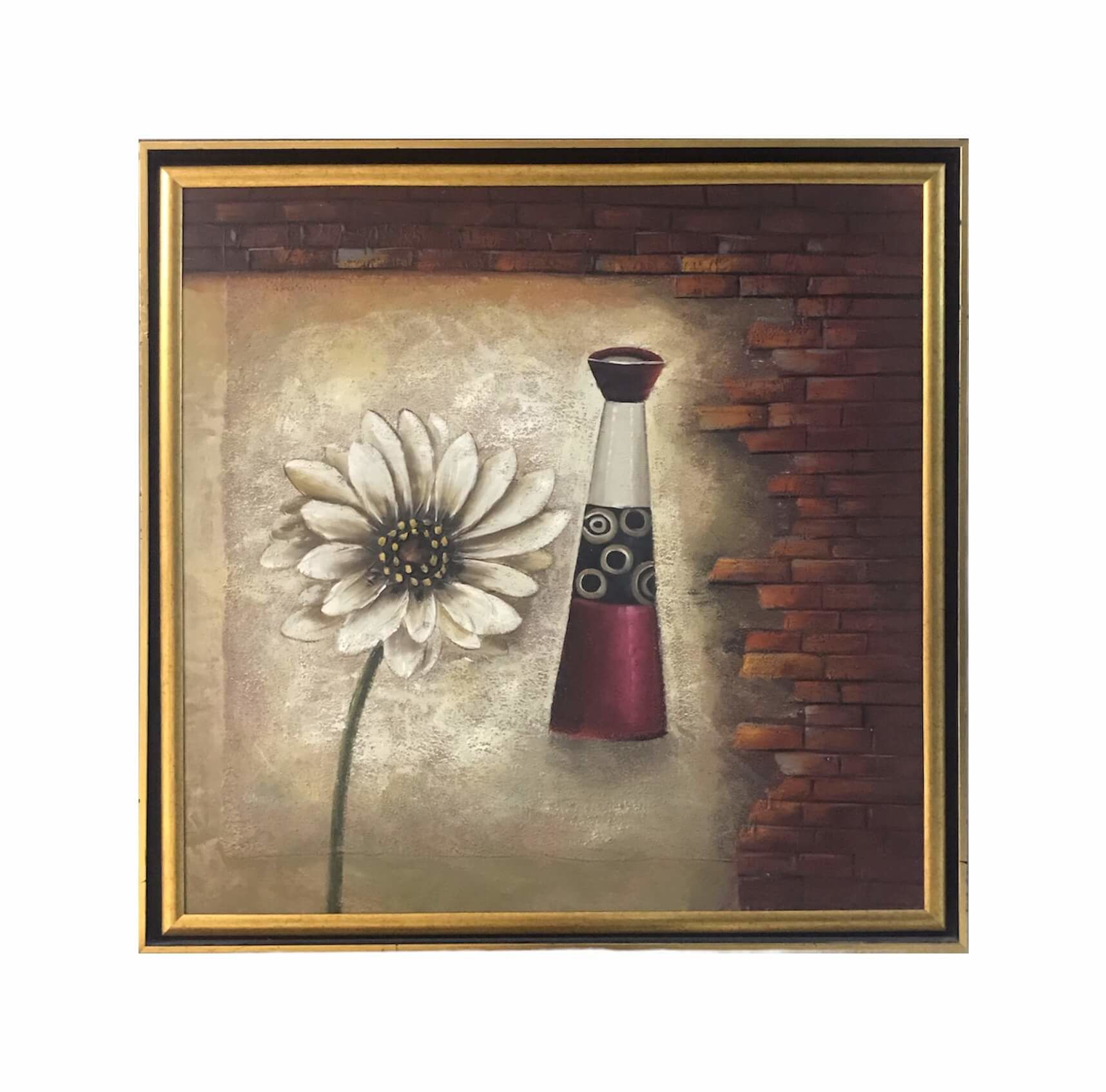 Dekoratif Çiçek 78x78 cm Yağlıboya Tablo