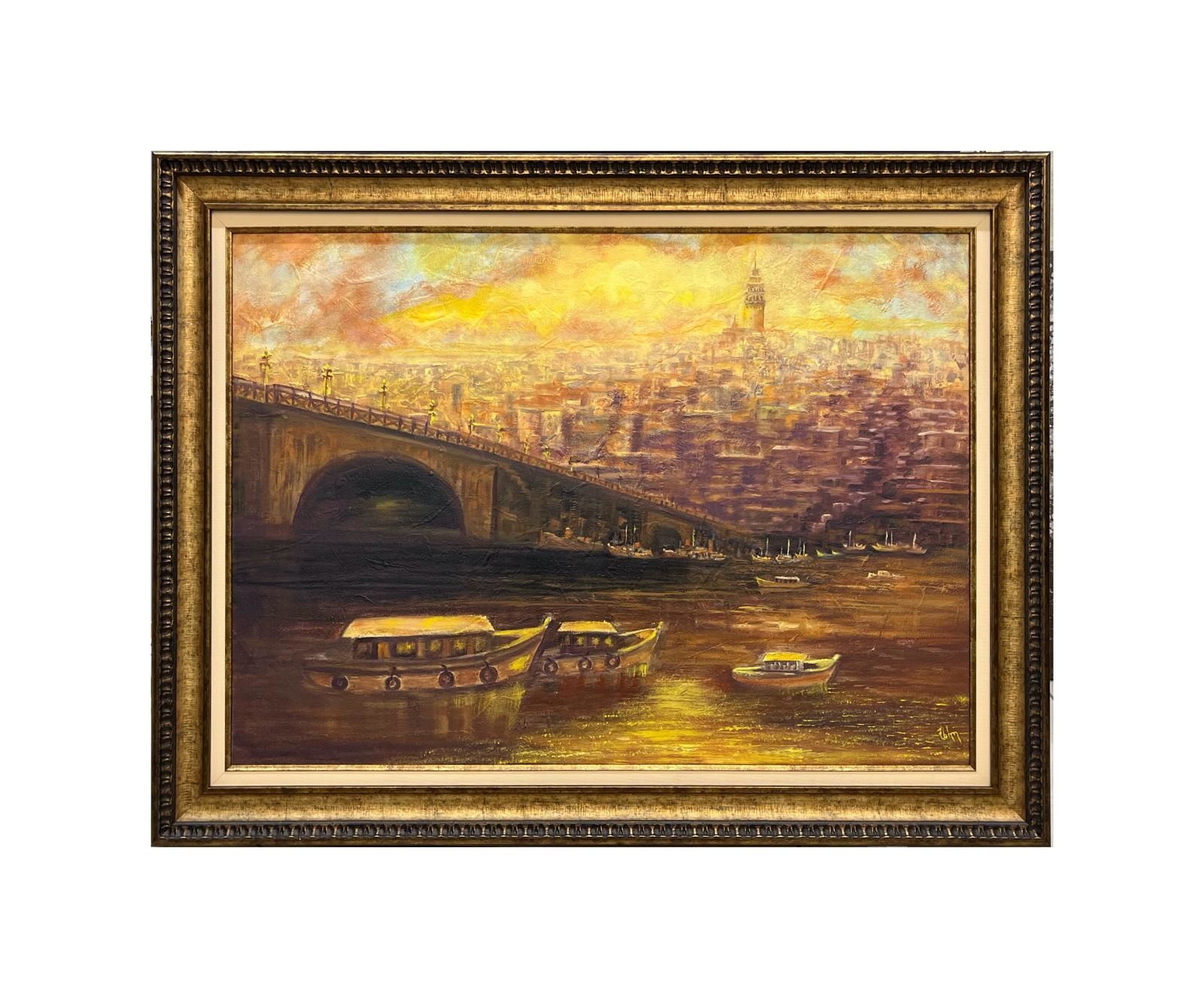 Galata Köprüsü Yağlıboya Tablo 90x120 cm
